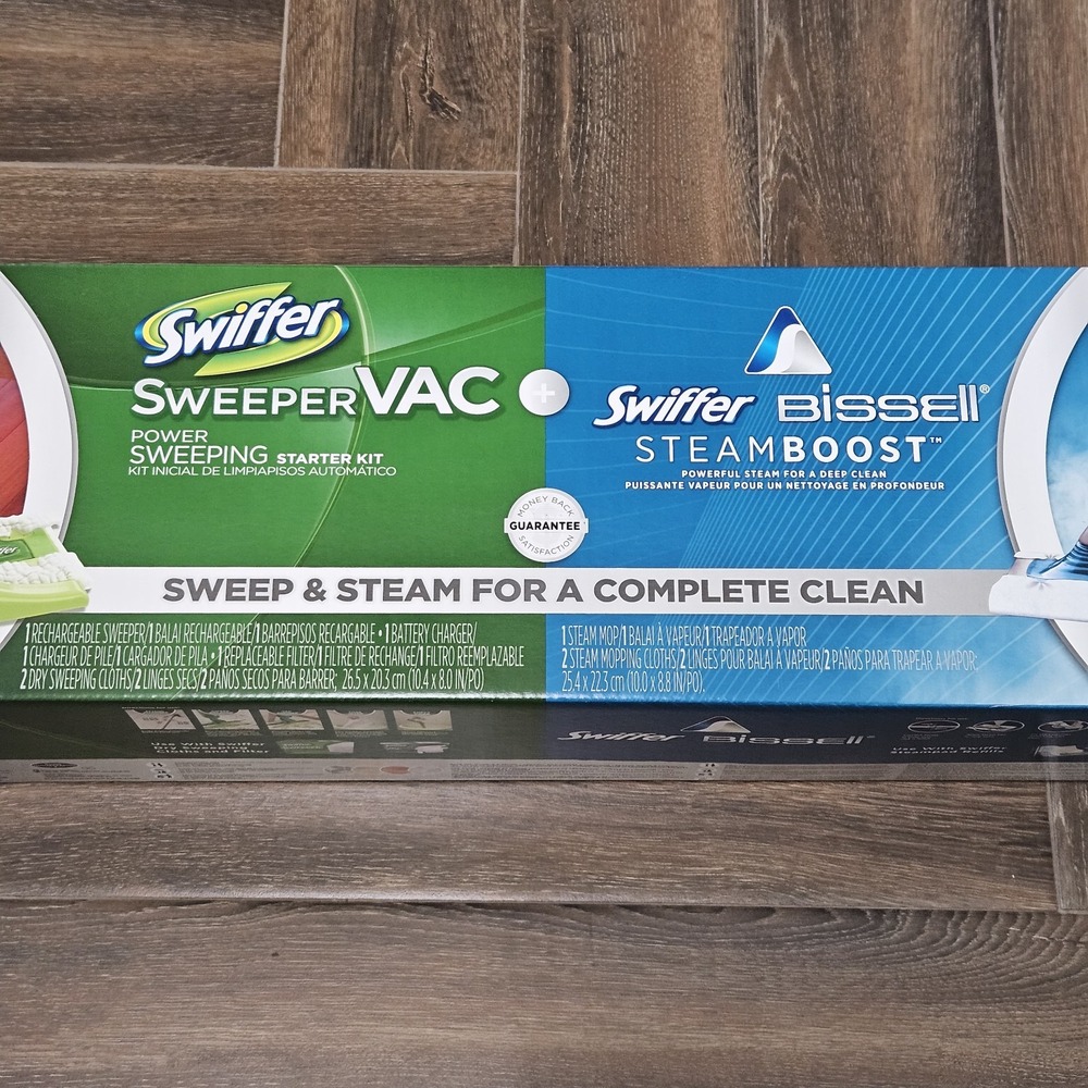 Swiffer Sweeper VAC + Bissell Steamboost Combo Starter Kit BRAND NEW Sealed RARE